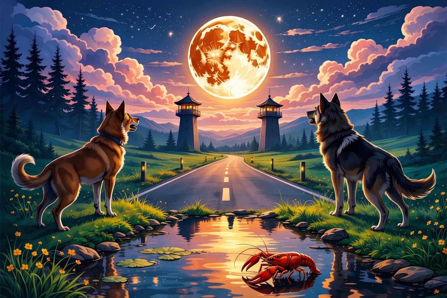 The Moon Tarot Card Meaning: The Road Between the Dogs